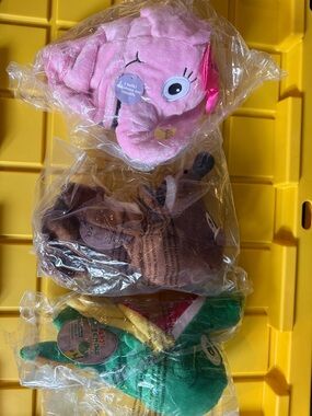 NWT talking hand puppetsTrio - Pink Elephant, Brown Bear & Green Crocodile